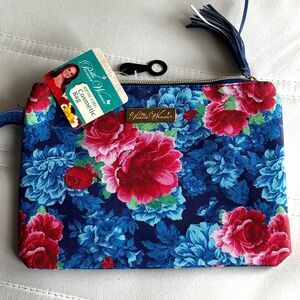 The Pioneer Woman Heritage Floral Carry Handle/Zipper Tassel 9"x 7"Cosmetic Bag